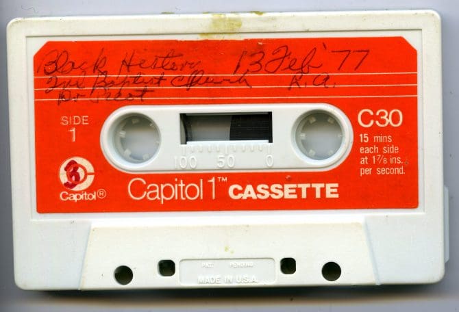 Cassette tape of Dr. J. Rupert Picott mass meeting of the 29th observance of Afro American Month, Second Baptist Church, Los Angeles, California