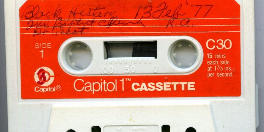 Cassette tape of Dr. J. Rupert Picott mass meeting of the 29th observance of Afro American Month, Second Baptist Church, Los Angeles, California