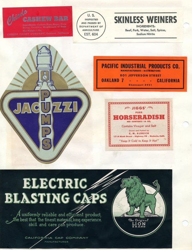 Page of sample labels from the portfolio of A.R. Anderson, Goodhue Printing Co.