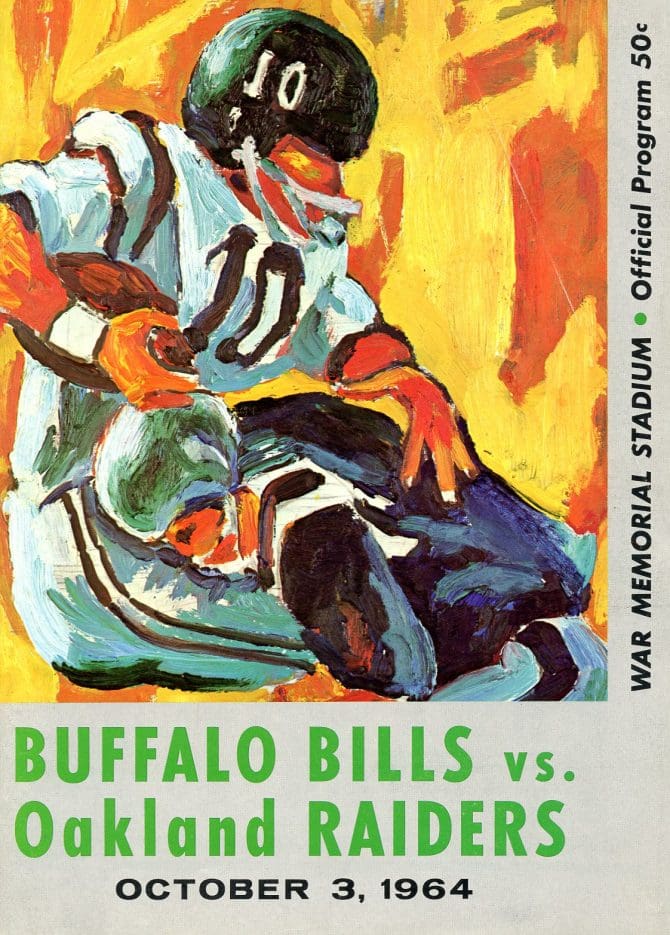 Program from a Buffalo Bills v. Oakland Raiders game, October 3, 1964.