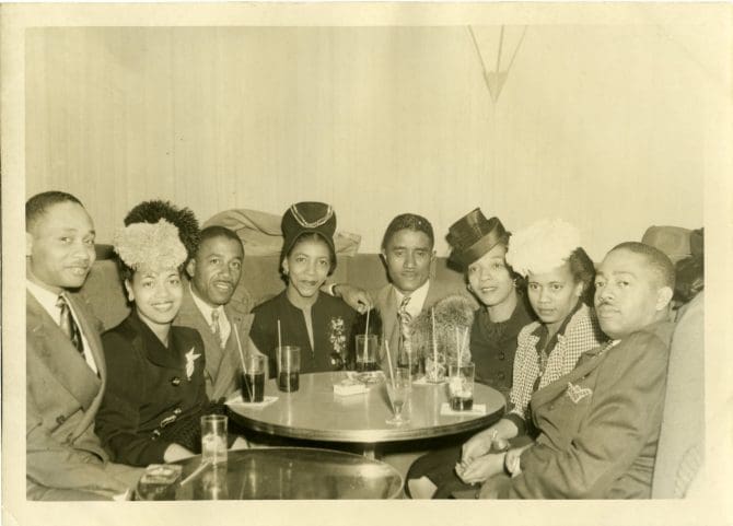 Group photograph at ‘Slim’ Jenkins’ Blue Room, 1940