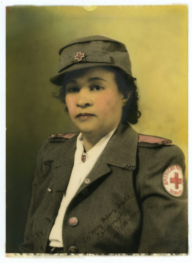 Autographed photo of Frances Albrier in Red Cross Uniform