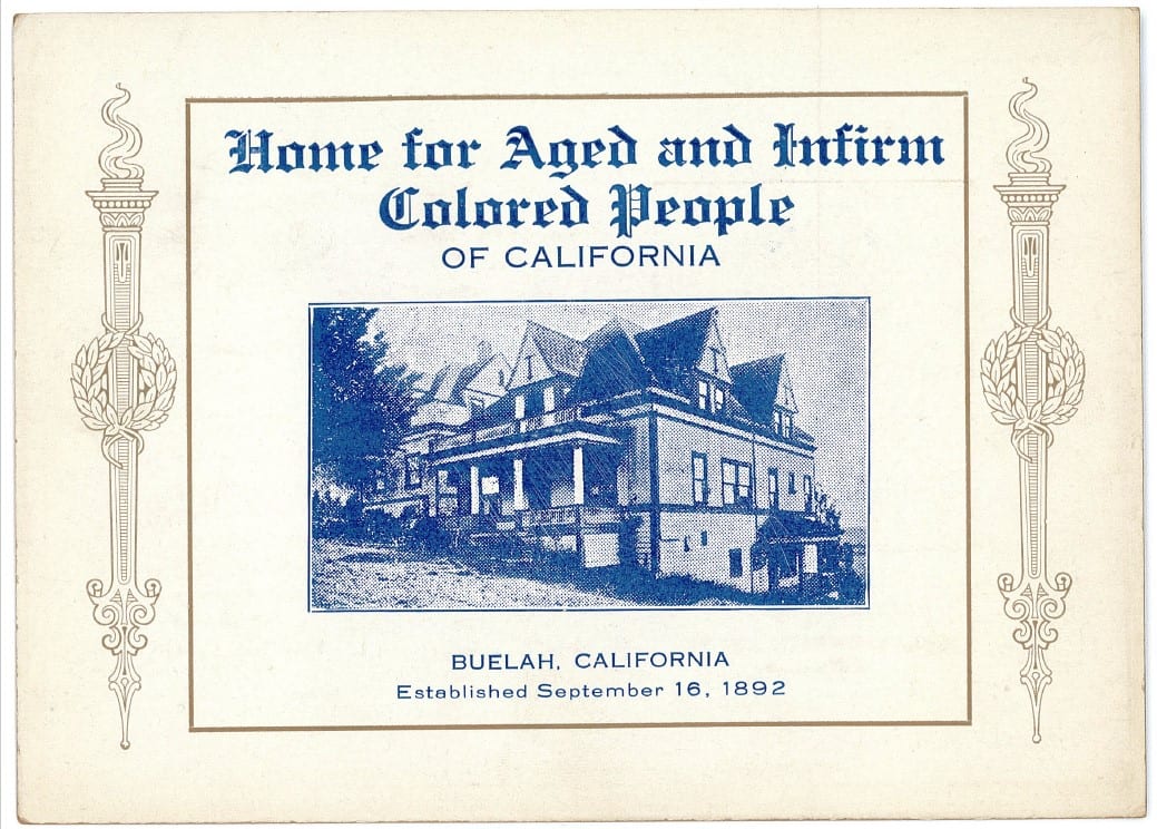 Home for Aged and Infirm Colored People of California brochure