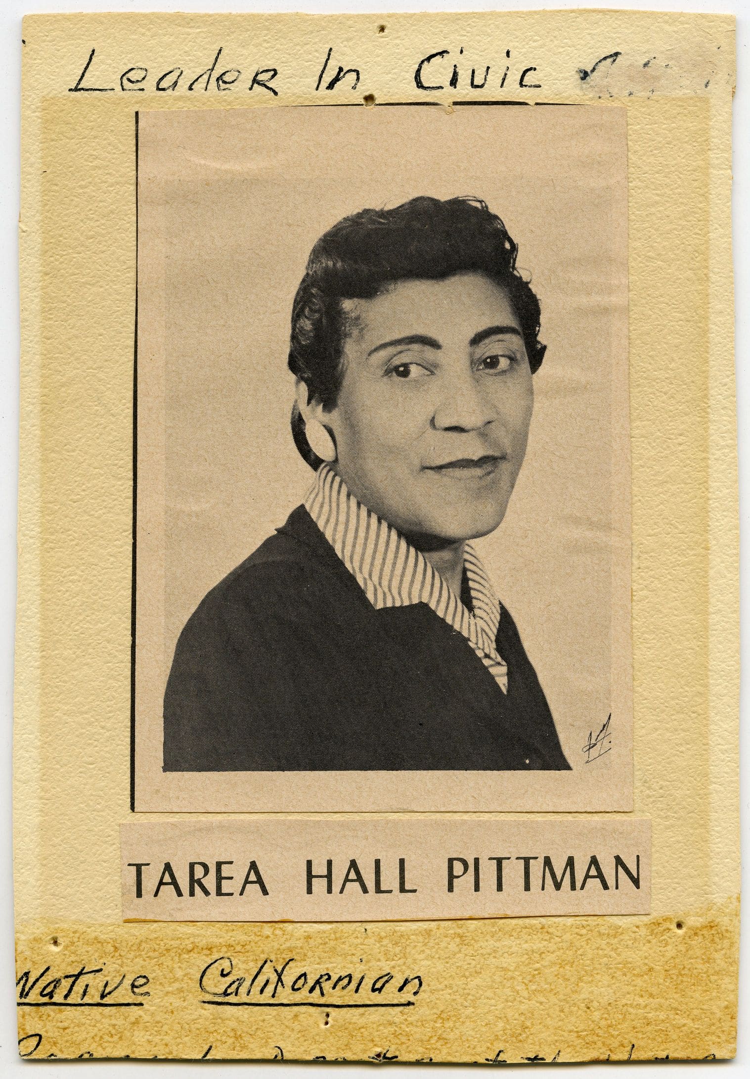Newsprint portrait of Tarea Hall Pittman