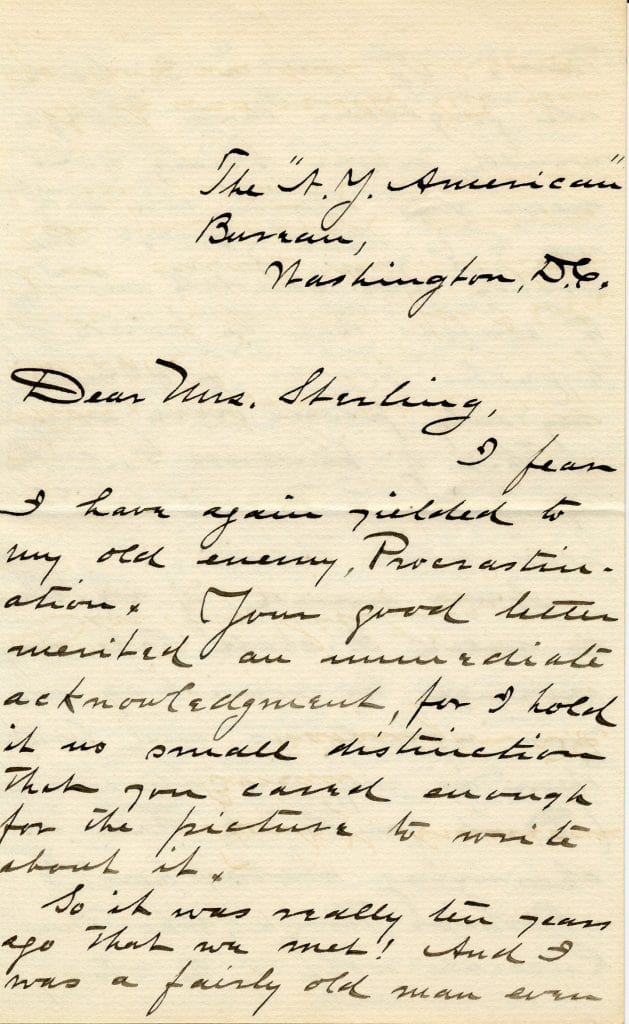 Letter from Ambrose Bierce to Carrie Sterling, dated May 16, 1903.