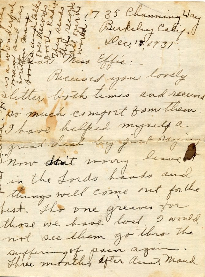 Letter to Miss Effie, dated December 17, 1931.