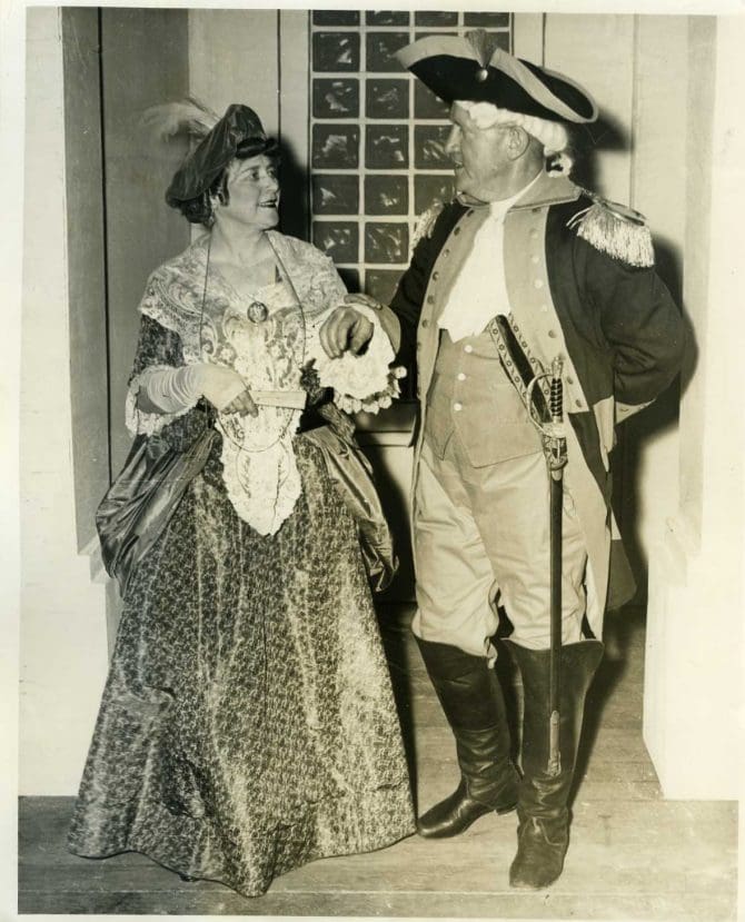 Colonel Walter K. Knox & Mrs. Minnie Faegre Knox at the 150th anniversary of George Washington's inauguration, 1937.