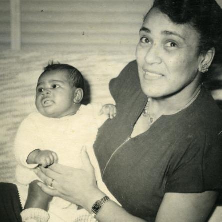 Robertha J. Wells holding baby