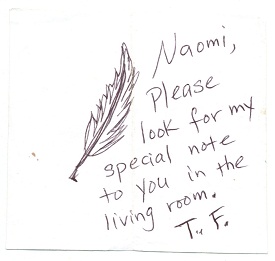 Note written with a feather drawing