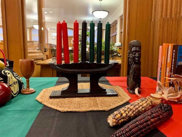 AAMLO's Kwanzaa table with the Kinara