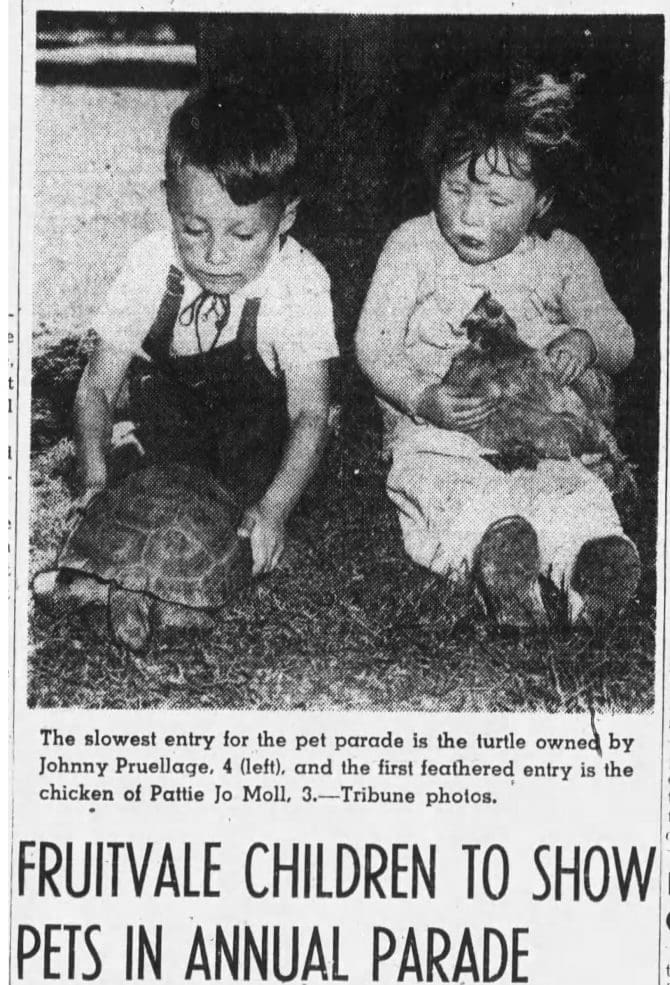 Photo from an Oakland Tribune article from March 21, 1941 describing an upcoming pet parade through the Fruitvale neighborhood.