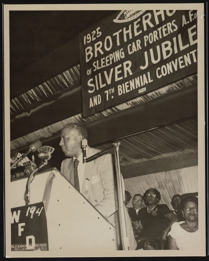 Historic image of A. Philip Randolph at podium