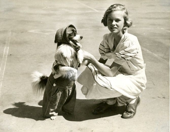A student with their pet at the April 1936 Fruitvale School Pet Parade.