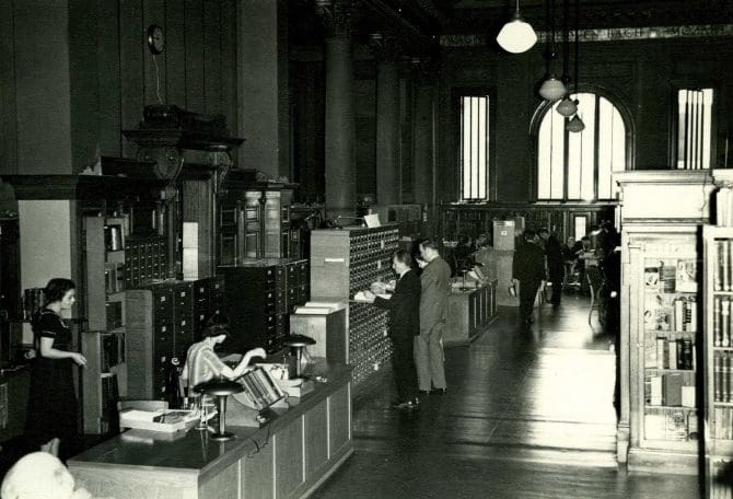 department in the Main Library at 14th and Grove, 1939.