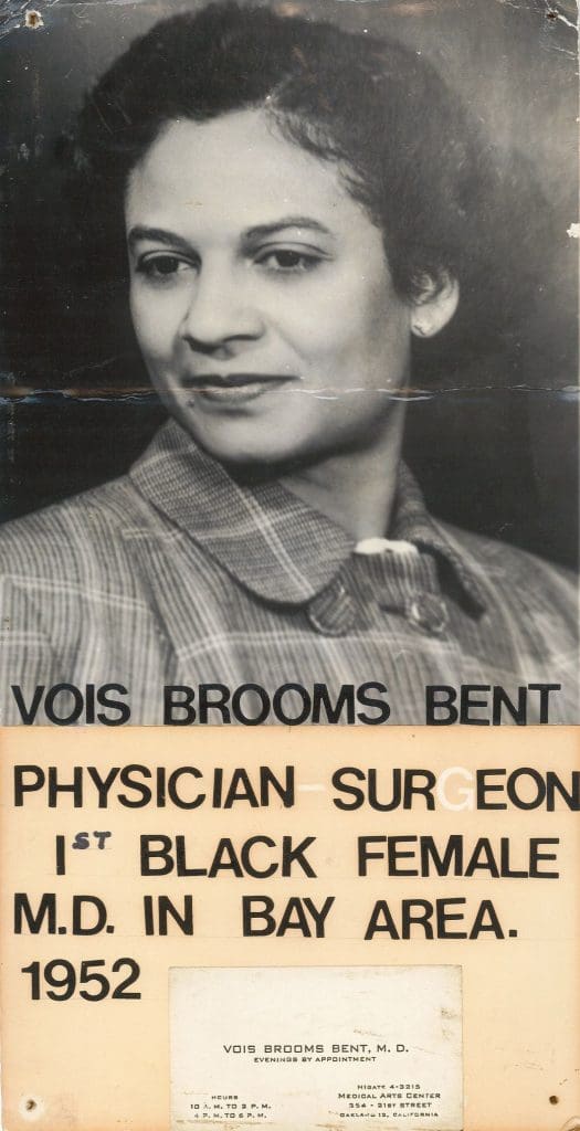 Portrait of Vois Brooms Bent, first Black female physician in the San Francisco Bay Area