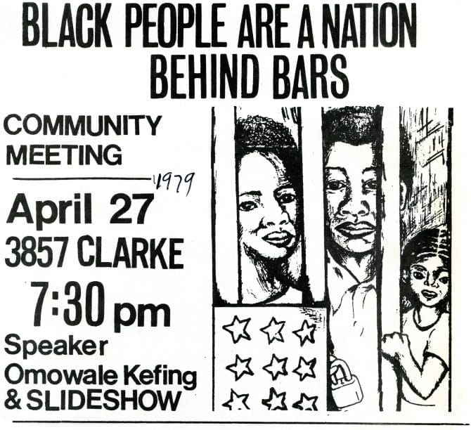Black People are a Nation Behind Bars community meeting flyer