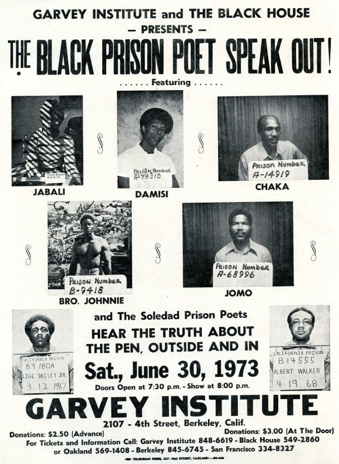 Black Prison Poet Speak out at the Garvey Institute flyer