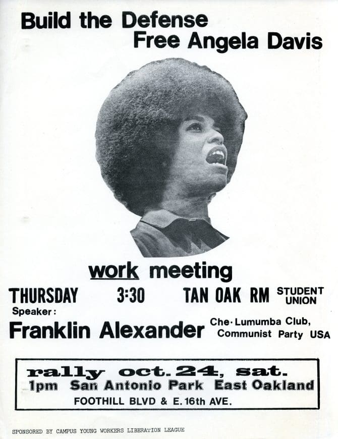 Free Angela Davis work meeting flyer