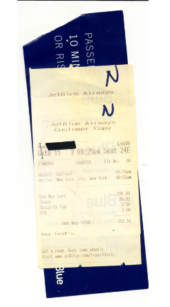 Jet Blue receipt