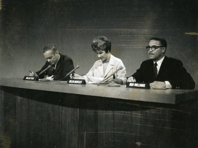 KPIX News (left-right) Rollin Post, Helen Bentley, Ben Williams [003] circa 1960s