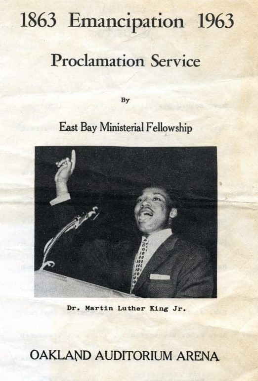 Program for the Emancipation Proclamation service by Dr. Martin Luther King Jr. at the Oakland Auditorium Arena, 1962