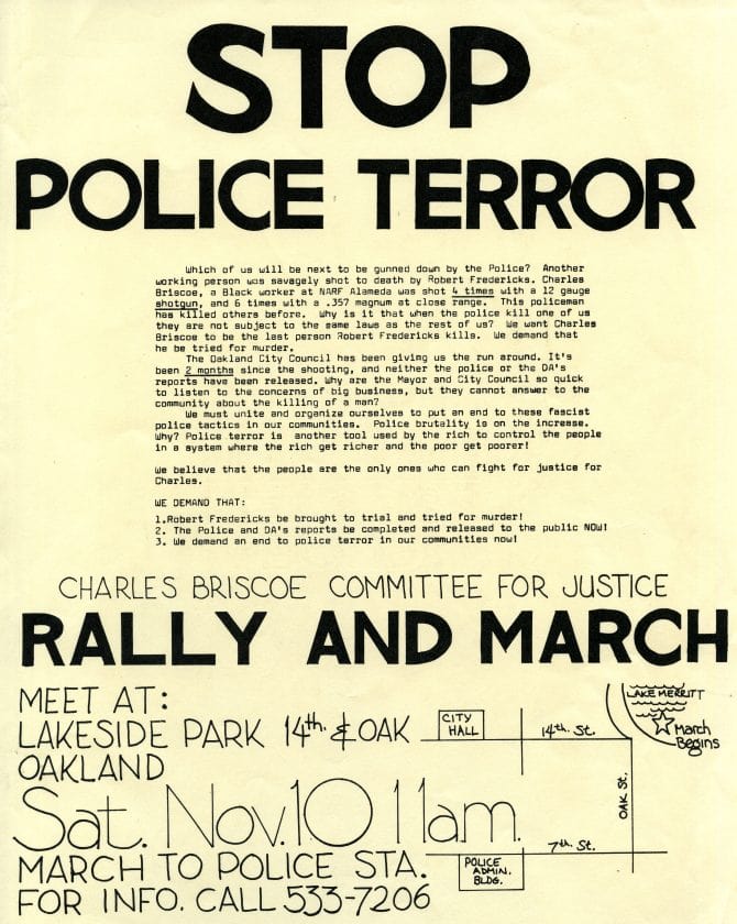 Stop police terror rally and march Lakeside Park flyer 1979