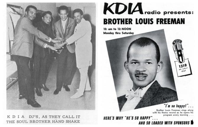 Collage of KDAI DJ's and Brother Louis Freemen advertisement