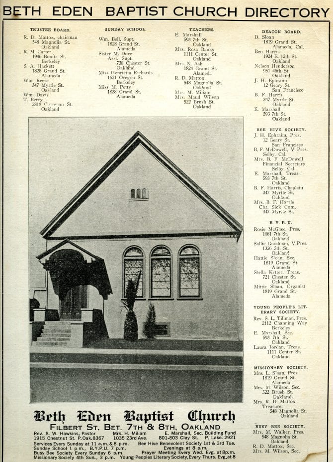 Beth Eden Baptist Church directory undated