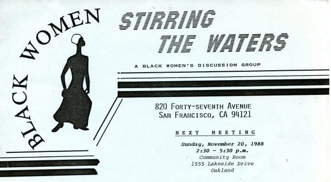 Black Women Stirring the Waters meeting announcement 1988