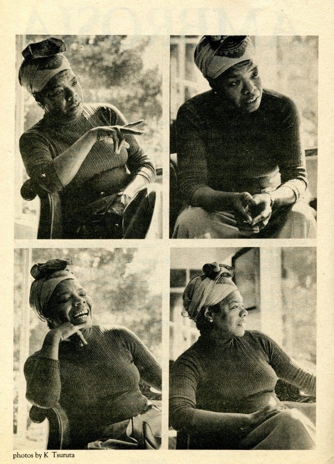 Maya Angelou interviewed by Dorothy Randall-Tsuruta for Ambrosia in celebration of Black Women, vol 1 no II
