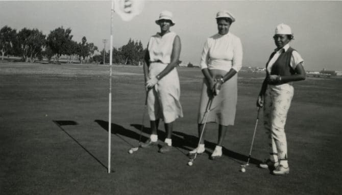 Par-Links players on putting green, 1960s