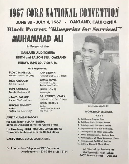 1967 CORE national convention Black power Blueprint for survival (Muhammad Ali in person)