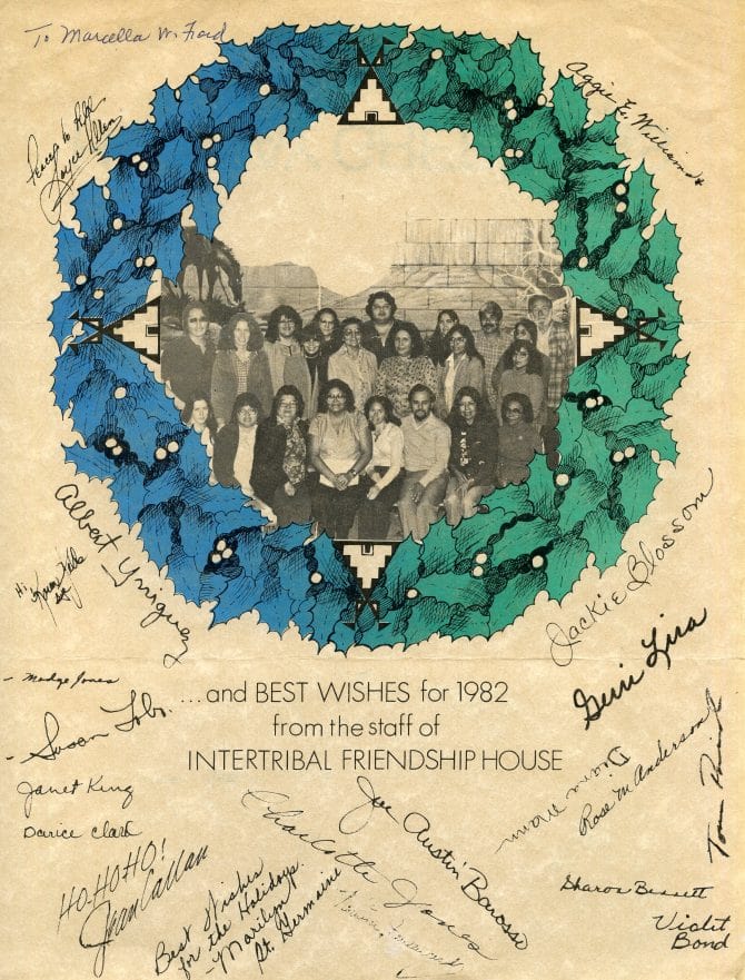 Best wishes for 1982 from the Intertribal Friendship House