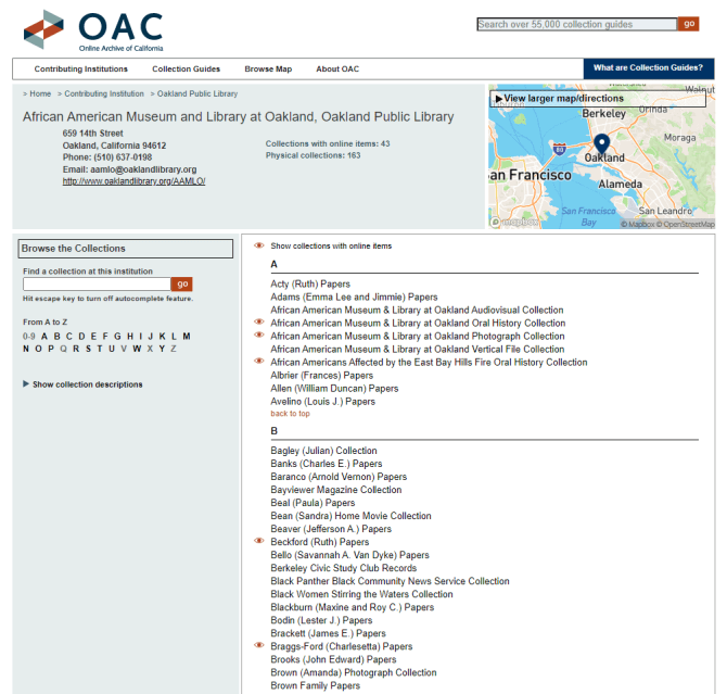 AAMLO's finding aids on the Online Archive of California (OAC)