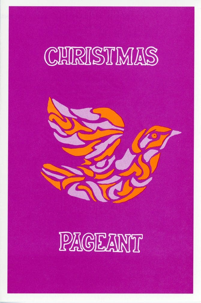 Program for 1969 Christmas Pageant with illustration of a dove