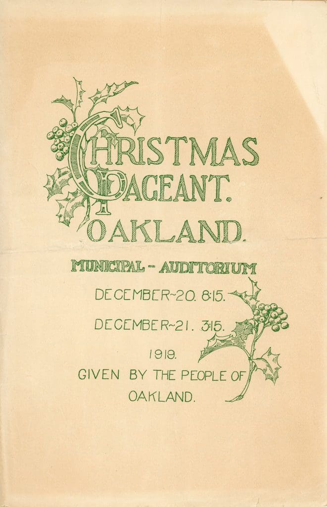 Program for 1919 Christmas Pageant with illustration of holly sprigs