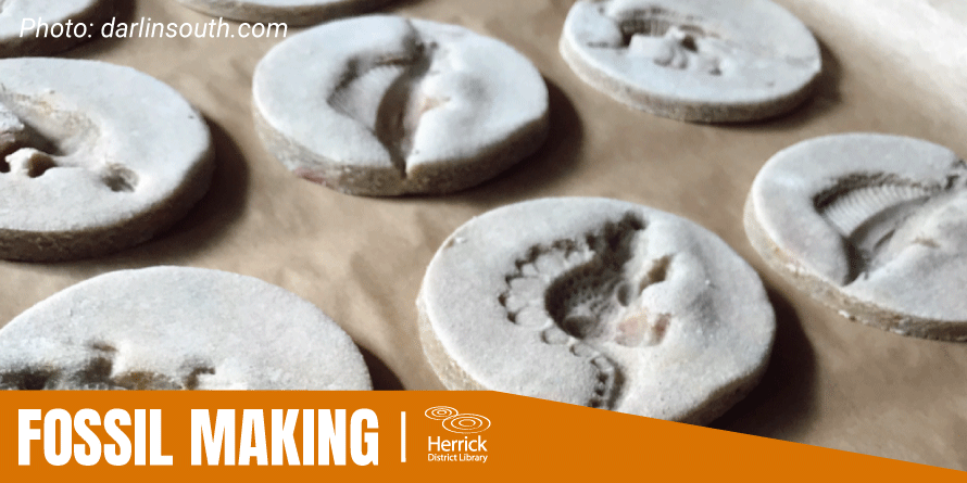 "Fossil Making" over a photo of DIY pretend fossils