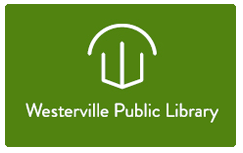 Westerville Public Library logo in shape of a library card