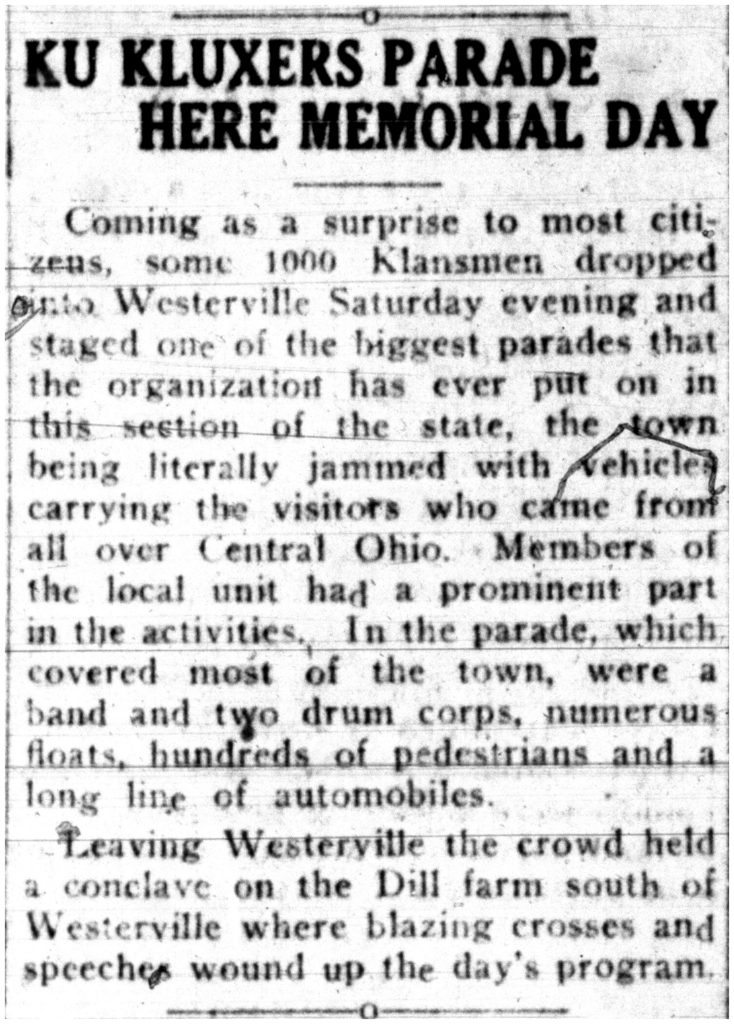 Public Opinion, 6/4/1925, accessed through the Westerville History Museum.