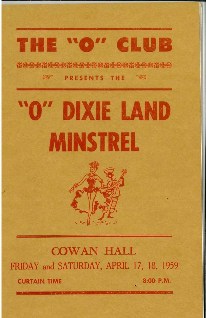 “O” Club Minstrel Program, 1959, O08580, Westerville History Museum.