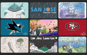 9 out of 11 SJPL library card designs that are reflective of San Jose's diverse community.