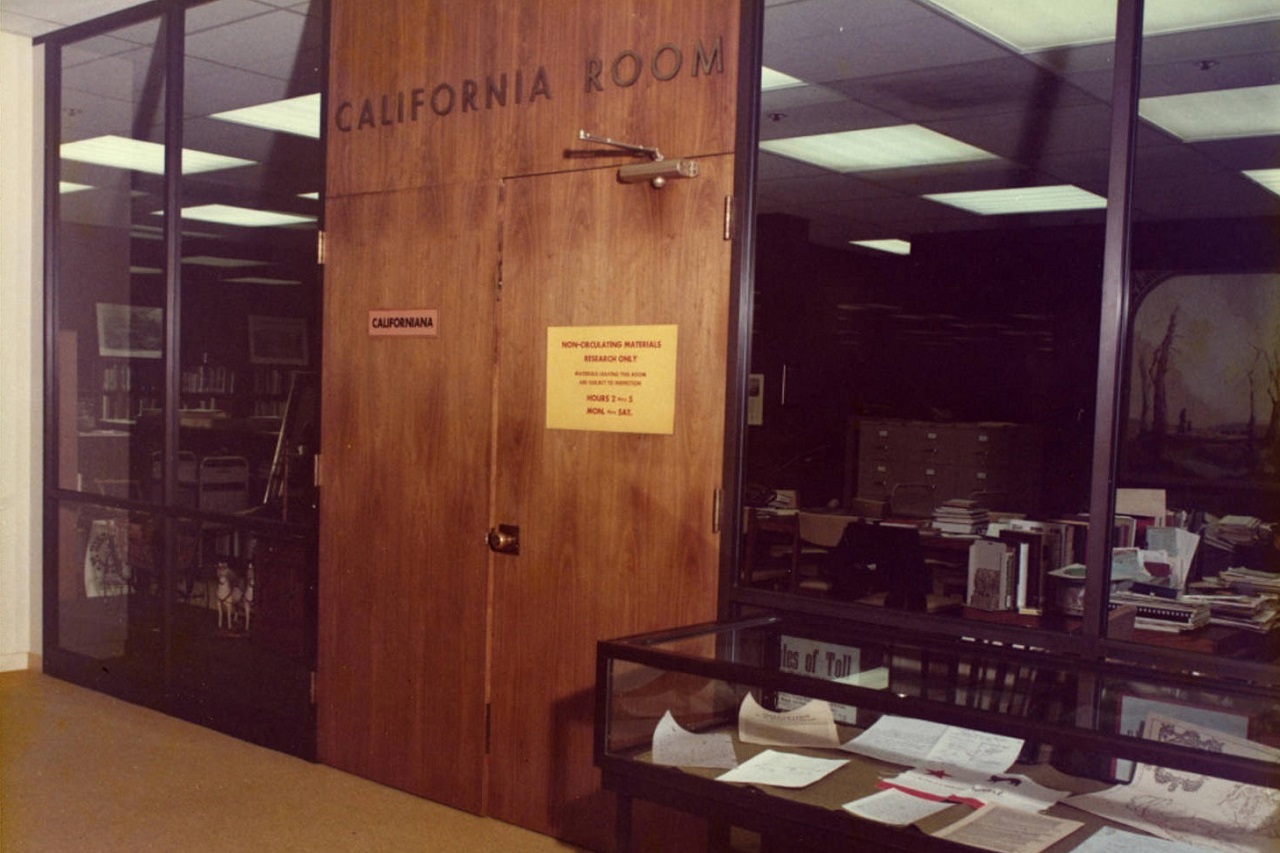 Image: The entrance to the first California Room at the old main library in 1974. Photo courtesy of the California Room
