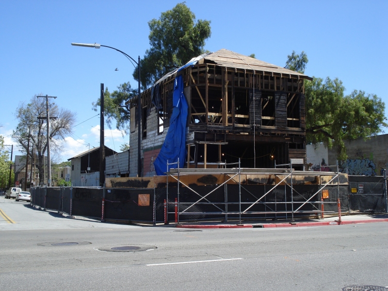 The Faber's Cyclery building under restoration following a serious second story fire in 2013.
