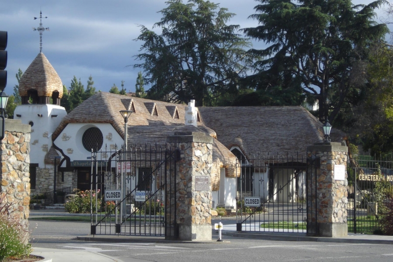 The entrance to Oak Hill Memorial Park on Curtner Avenue in San Jose.