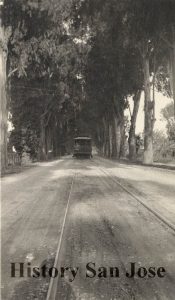 Image: A trolley car heading down Lincoln Avenue 1910. Photo courtesy of History San Jose.