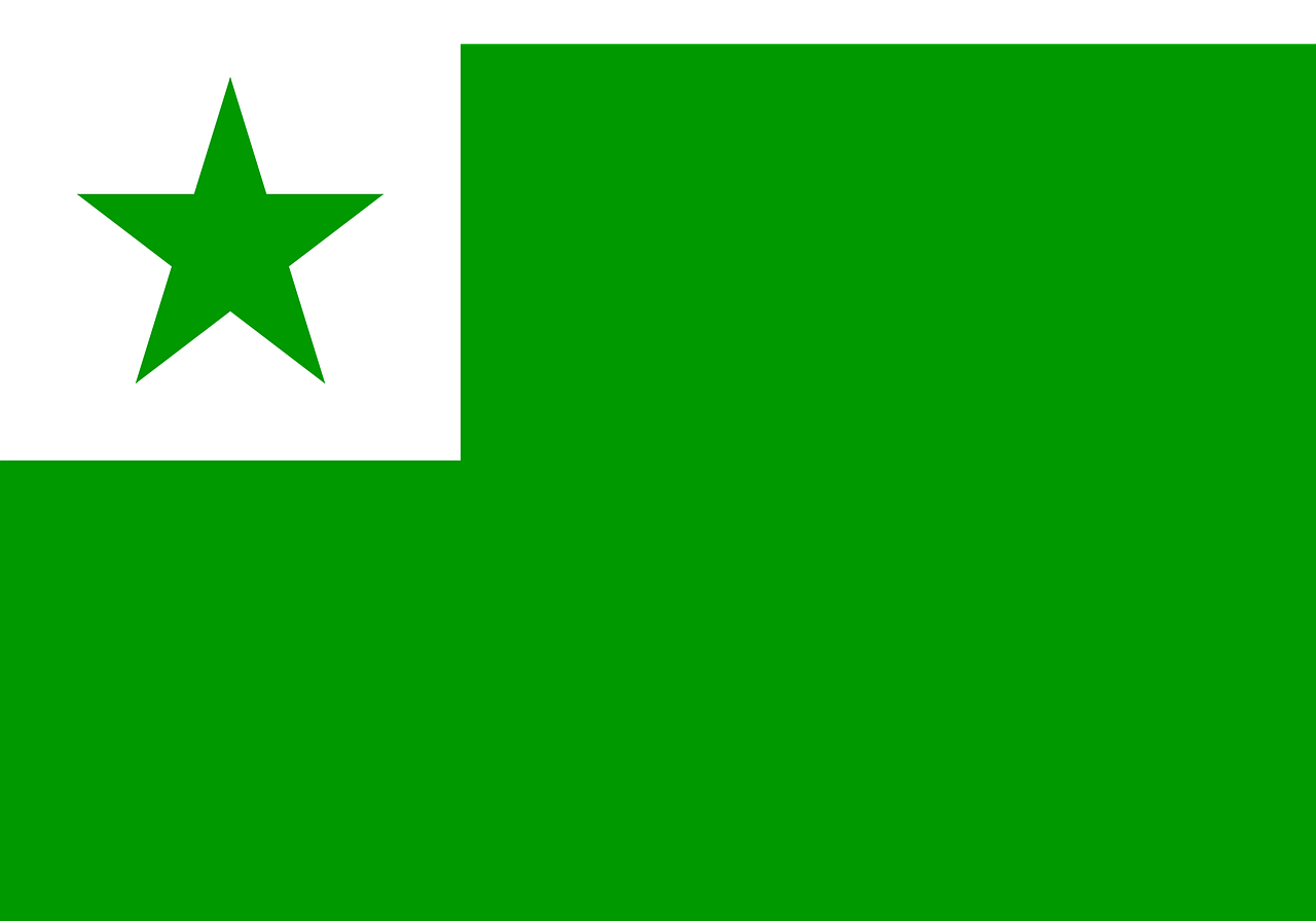 Esperanto flag: green, with green star on white square in upper left