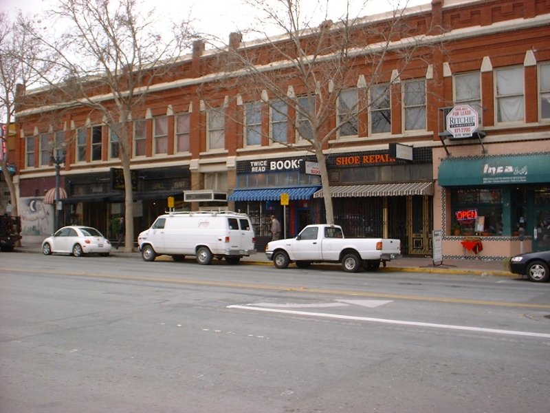 The north side of E. San Fernando St. between Second and Third Streets. Twice Read Books is visible in the center of the photo. To the left of them is the former location of the Comic Collector Shop.