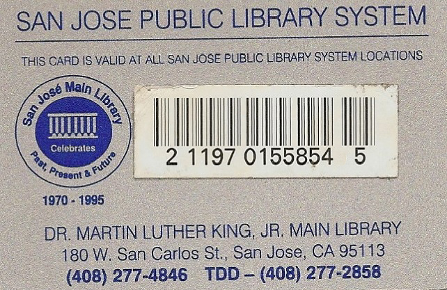 his card was issued to celebrate the Main Library's 25th anniversary in 1995