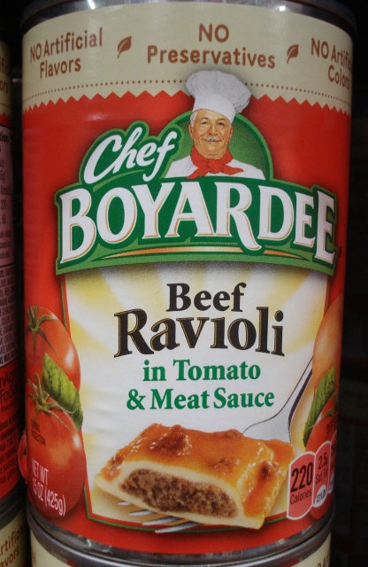giant can of Chef Boyardee raviolis