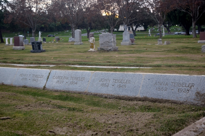 Cemetery with the Teigeler headstones in the foreground.